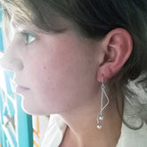 Silver pendulum long dangly earrings